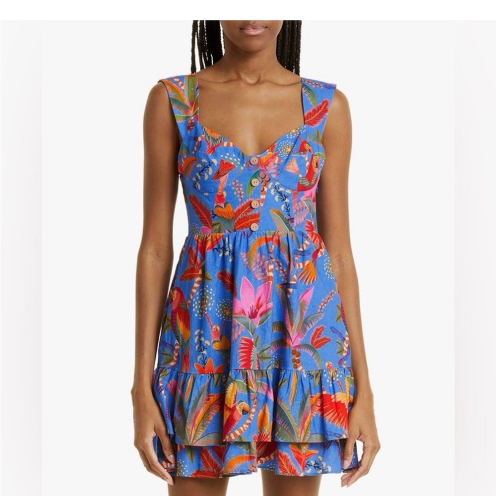 FARM Rio Blue Floral Mini Dress